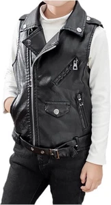 Kids LJYH Leather Vest Black Size M (8) years - Picture 1 of 3
