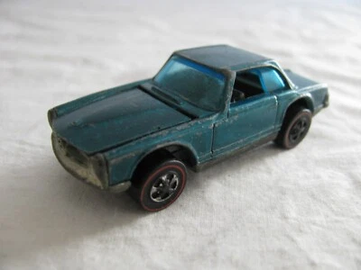 De colección 1969 Mattel Hot Wheels Redline HK Base Aqua Blue Mercedes Benz 280SL Foto 1 de 4