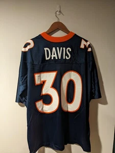 Vintage 90s Denver Broncos NFL Football Terrell Davis Nike Medium Blue Jersey - Picture 1 of 10