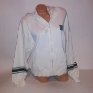 Victoria Secret ROSA Sudadera con Capucha Suéter Grande Cremallera Completa Verde Crema Logo Manga Larga - Imagen 1 de 10