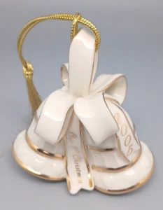 Lenox Our First Christmas 2005 Bells Ornament Ivory Gold Trim Tassle Annual - Picture 1 of 7