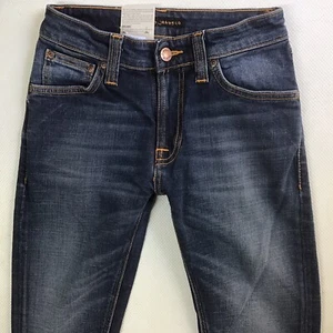 BNWT LADIES NUDIE SKINNY LIN BLUE FADED JEANS SIZE 6 W25 L30 (453J) - Picture 1 of 7