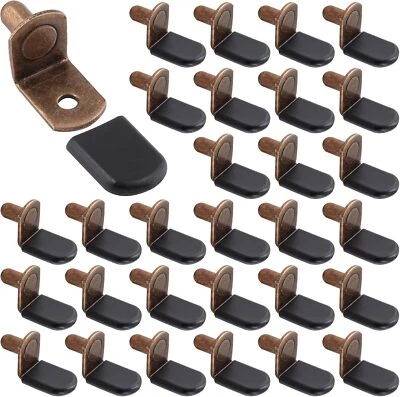 BRAND: BIAUNGDO Biaungdo 30 Pcs Shelf Support Pegs, 1/4 Inch L-Shaped Clips Antique Bronze