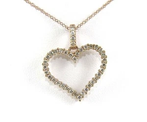 Round Diamond Heart Shape Cluster Lady's Necklace Pendant 14K Rose Gold .56Ct - Picture 1 of 6
