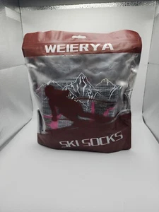 WEIERYA Women's Small Size Gray Pink Outdoor Ski Socks 2 Pairs - Picture 1 of 2