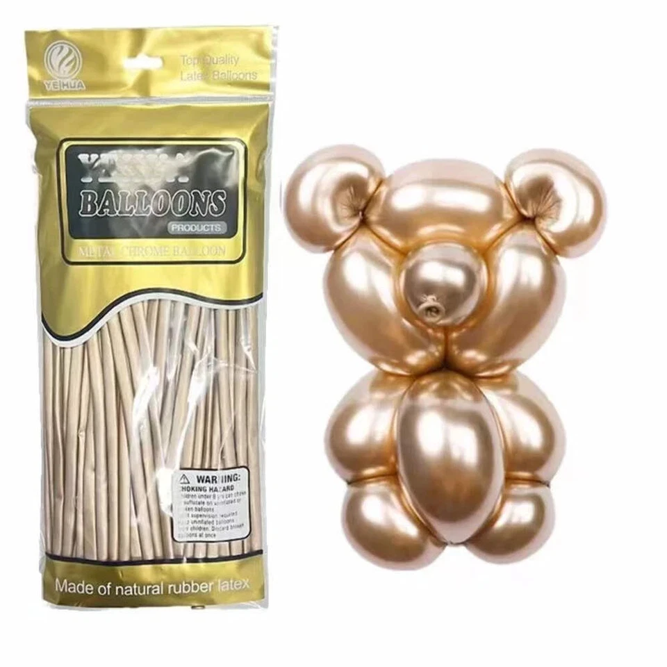 100 un./paquete, 1.8g Globos Largos Metálicos 260 Colores Torcidos Animal Globos Mod Foto 1 de 4