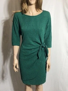 Mujer NWT Robbie Bee Petite Glitter Faux-Wrap Green Dress Size PM - Imagen 1 de 7