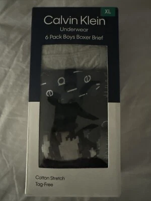 Calvin Klein Boys 6 Pack Boxer Brief Size XL Cotton Stretch Tag Free  - Image 1 of 2