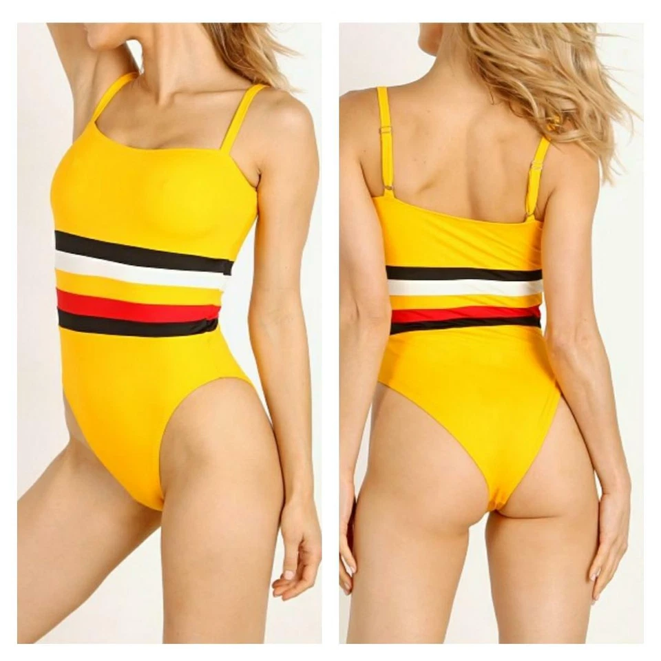 Купальник цельный женский однотонный и полосатый X Re/done желтый Malibu размер маленький - Изображение 1 из 4