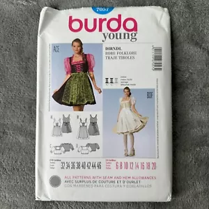 Burda 7057 Dirndl Kleid Bluse Deutsch Österreich Oktoberfest Trachtenmuster 6-20 - Bild 1 von 7