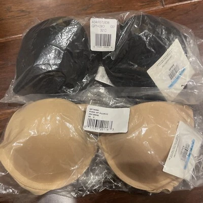 2 Calvin Klein Womens Push Up Plunge Bra, Black And Bare 32C - Image 1 of 4
