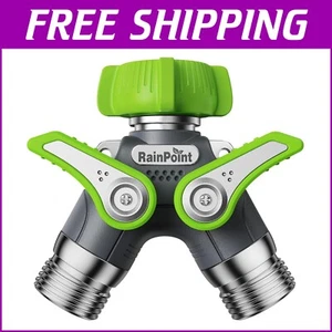 Heavy-Duty 2-Way Garden Hose Splitter with Shutoff Valves - Durable Metal Design - Picture 1 of 10