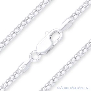 Collar coreano ligero eslabón de palomitas de maíz .925 Italia plata esterlina 3 mm cadena italiana - Imagen 1 de 2