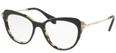 Miu Miu Women Eyeglasses MU01QV ROK1O1 52 Black/Gold Frame Demo Customisable - Image 1 of 3