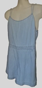 LOFT Romper Women's 8 Blue Chambray One Piece Jumper Shorts Pockets Side Zip - Picture 1 of 8