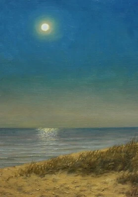 Sea Beach Oil Painting Original Seascape Sun Сoastal Blue Wall Art - Image 1 of 4