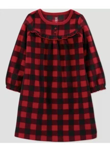 Carter's Just One You Toddler Girls Black/Red Buffalo Check Fleece NightGown 12m - Picture 1 of 9
