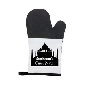 Personalised Curry Night Rubber/Canvas Material Oven Mitt/Glove Christmas - Picture 1 of 3