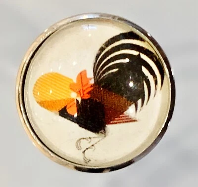Charley Harper Prancing Rooster Farm Bird Chicken 1" Glass Sewing Button CH641 - Image 1 of 2