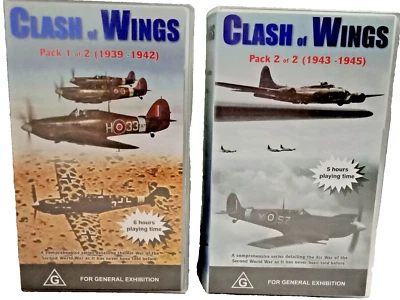 6 x VHS Tapes (2 Sets of 3) CLASH OF WINGS 1939-1945 Air War Documentary WWII - Image 1 of 4