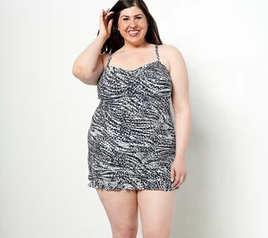 Kim Gravel x Badeanzüge für alle Einteiler mit Rock Abstrakt Zebra 14 Neu - Bild 1 von 1