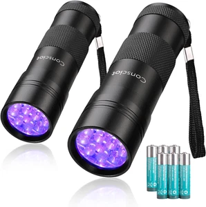 2 Pack UV Flashlight Black Light – 12 LED Mini Pet Urine Detector 395nm Torch - Picture 1 of 12