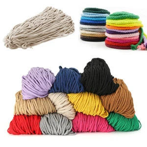 100Yards Cotton Braided Twisted Rope Macrame Cord DIY Weaving String Thread 5mm - Picture 1 of 30