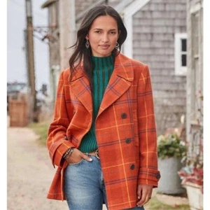 SUNDANCE Courtney Peacoat Sz PM Gingerplaid - Picture 1 of 9