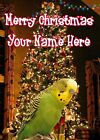 A5 Personalised Budgie Christmas Tree Card ANY NAME Xmas PIDK372