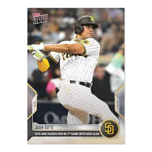 2022 TOPPS NOW #650 JUAN SOTO - HITS AND SCORES RUN IN 1ST GAME WITH PADRES - Picture 1 of 2
