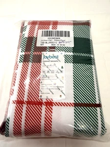Joy Best Christmas Holiday Red & Green Plaid Tablecloth New - Picture 1 of 21