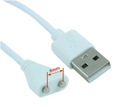 3ft USB 2.0 Type A Male to 2 Pin 8mm Magnetic Power Cable  White - Image 1 of 2