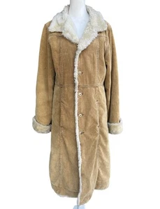 Vintage 90s Y2K Penny Lane Jacket Afghan Coat Cord Tan Gr. L Made in Korea - Bild 1 von 14