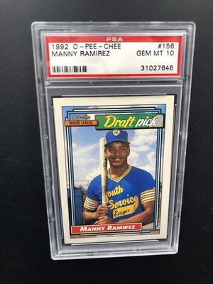 1992 TOPPS O-PEE-CHEE CANADA ROOKIE PARALLEL #156 MANNY RAMIREZ PSA 10 GEM MINT - Image 1 of 2