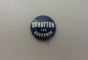 Stratton For Illinois Governatore Campagna Politica Latta Pinback Pulsante Vintage - Foto 1 di 2