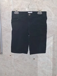 Childrens Place Flat Front Bermuda Shorts Adjustable Waist Black Kids Sz 8 - Picture 1 of 3