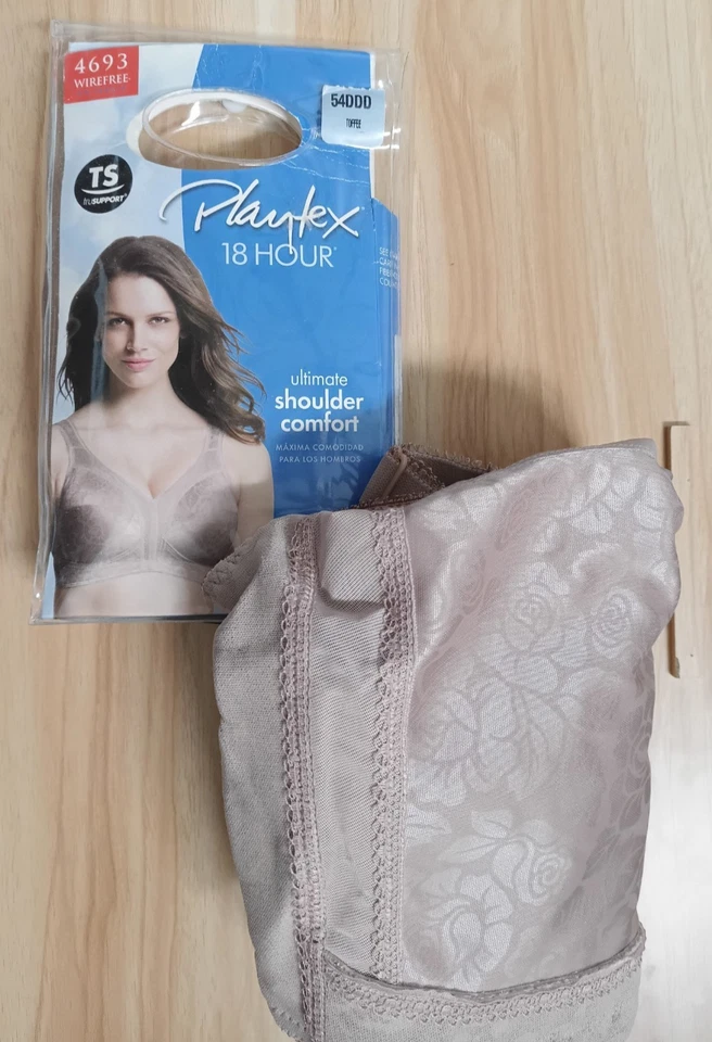 New Playtex 18 Hour Ultimate Shoulder Comfort Wireless Bra 4693 54DDD Toffee - Image 1 of 1