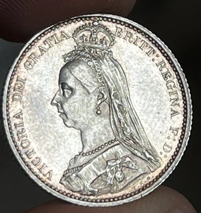 1887 Sixpence Silver Coin Queen Victoria Proof Like Unc - Picture 1 of 4