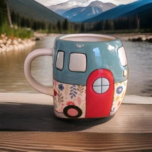 Taza de café Home is Where You Park It Camper retro azul floral 20,96 oz regalo NUEVO - Imagen 1 de 8