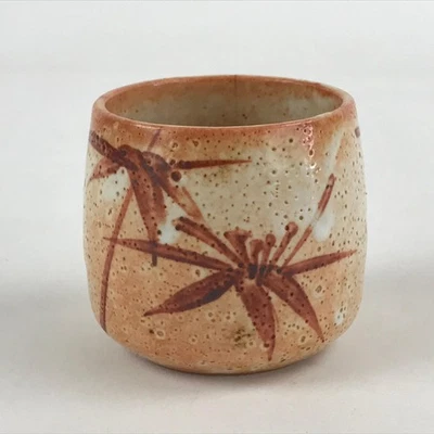 Taza de té japonesa Shinoware cerámica Yunomi de colección cerámica bambú rojo marrón TC344 Foto 1 de 4