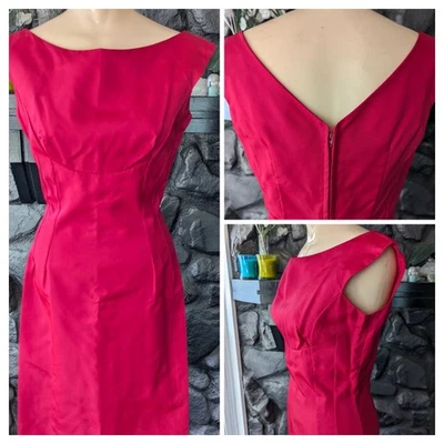 Vestido Vaina Lápiz De Colección Lorrie Deb Años 60 70 Rosa Caliente Detalle Costura Talla 9 Clásico Foto 1 de 4