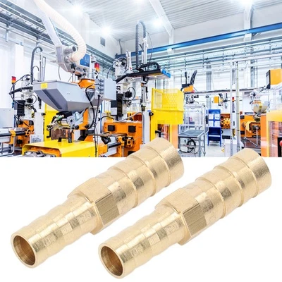 2 Pcs Barbed Fitting Splicer Brass Hose Barb Reducer 10mm 3/8in To 8mm 5/16in↑ - Image 1 of 4