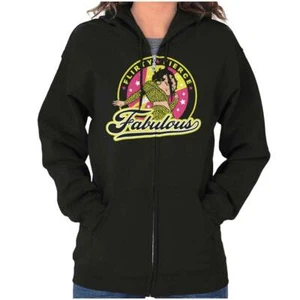Betty Boop Flirty Fierce Fabulous Cartoon Womens Zip Hooded Sweatshirt Hoodie - Picture 1 of 8