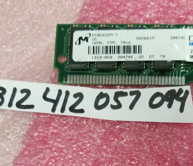 MICRON 16MB 4X32 EDO 60NS SIMM NON NON-ECC PARITY NON-PARITY 4X4 2K 5V TIN  LEAD - Image 1 of 1