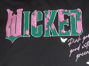 Reversible Sequins Embroidery Wicked Women's Junior Sz XXS Black Sweatshirt NWT - Picture 1 of 4