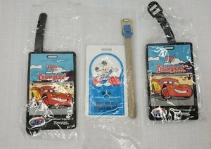 Vintage 1980’s Walt Disney Travel Company Inc Mickey Mouse & 2 Cars Luggage Tags - Picture 1 of 3