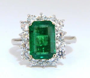 5.07ct Natural Emerald Diamonds Cluster Halo Ring 14kt - Picture 1 of 6