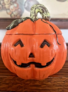 VTG Halloween Candle Bat Coming Out Of Jack O' Lantern Pumpkin Large - Picture 1 of 8