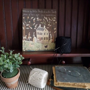 PRIMITIVE VICTORIAN VINTAGE COLONIAL STYLE 1701 POLLY BEDFORD SAMPLER COPY SIGN - Picture 1 of 11