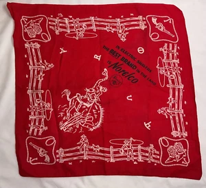 Vintage Bandana Handkerchief Cotton Selvedge Norelco Advertising Cowboy 1950s - Picture 1 of 8